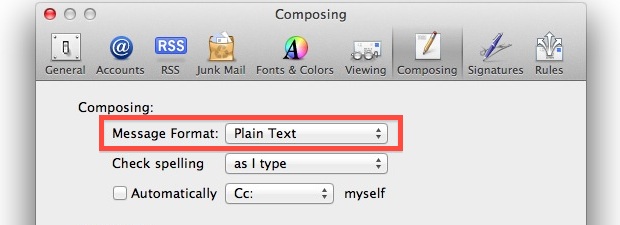 Always send Mail as Plain Text
