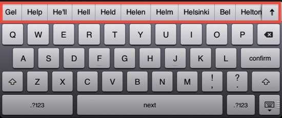 autocorrect suggestion bar in iOS