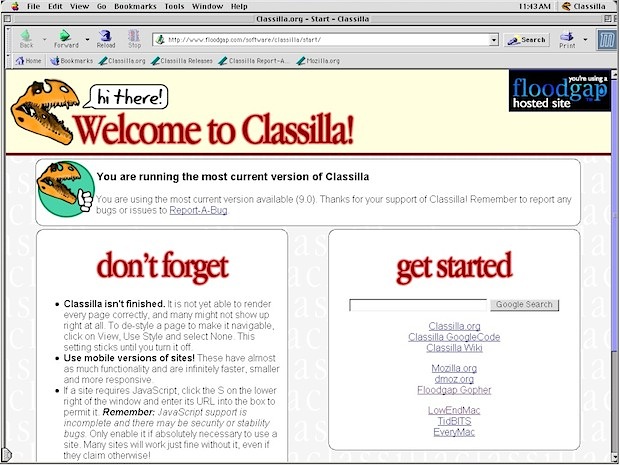 Classilla browser for Mac OS 9