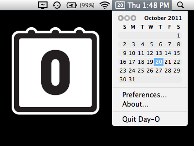 Day-O is a free menu bar calendar and clock replacement for Mac OS X