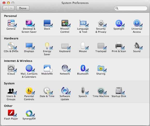 Hiding unused System Preferences