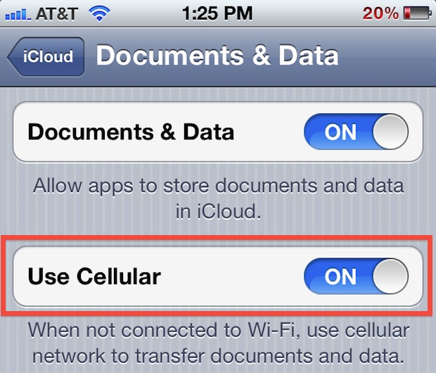 Sync iCloud over 3G