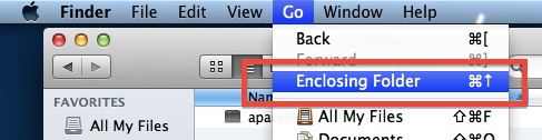 Quickly Go To Parent Directory in Mac OS X