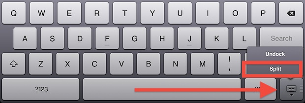 Split iPad keyboard