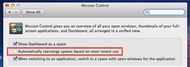 Stop Spaces from Rearranging Themselves in OS X