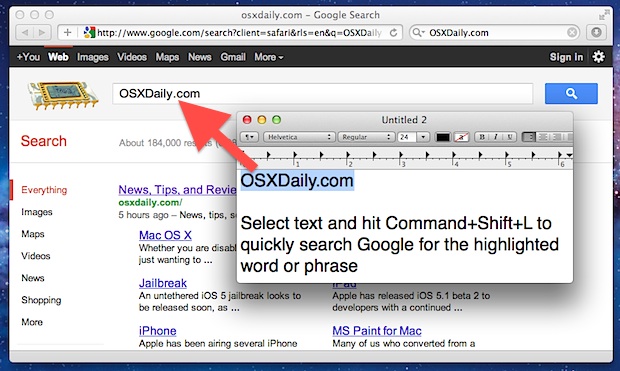 search-google-from-textedit Search Google from TextEdit