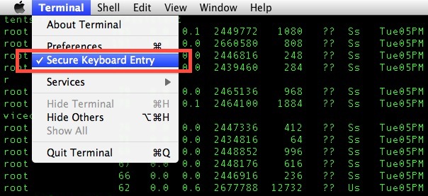 secure-keyboard-entry Secure Keyboard Entry in Mac OS X Terminal