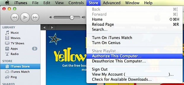 authorize-itunes Authorize a Computer for iTunes