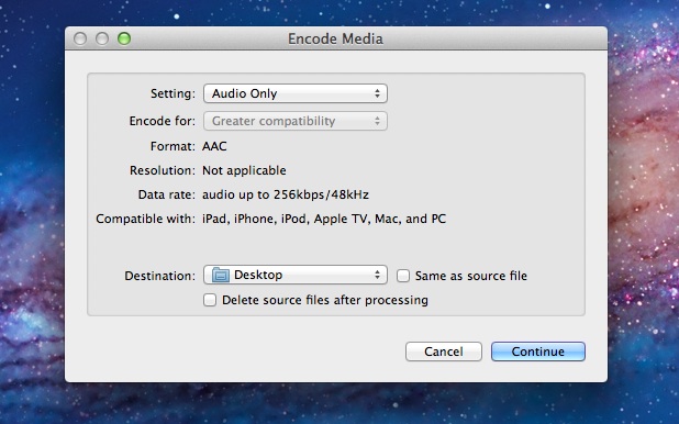Convert audio to video in Mac OS X