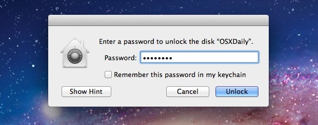 drive-password Drive Password in Mac OS X