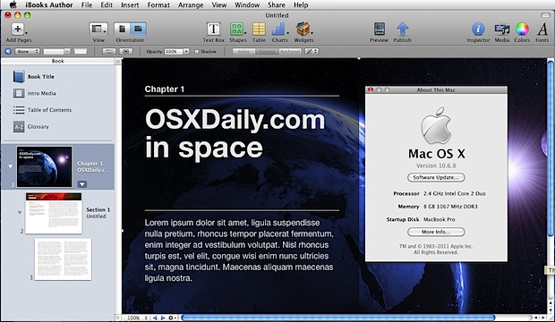iBooks running on Mac OS X 10.6.8