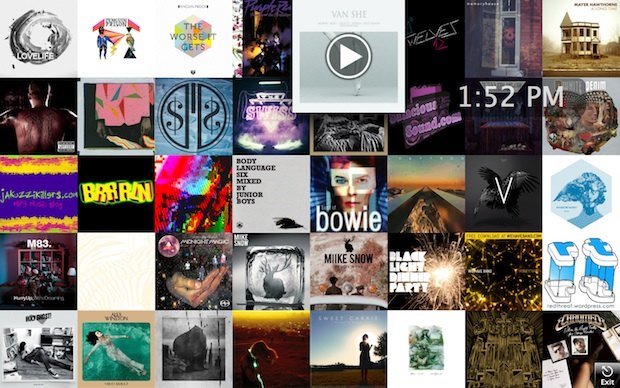 itunes-cover-art-music-player-screensaver iTunes artwork screensaver is interactive and allows playing music