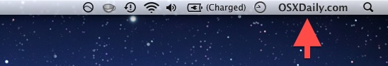 Name shown in the menu bar of OS X Lion