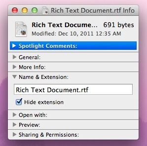 Show a single files extension in Mac OS X