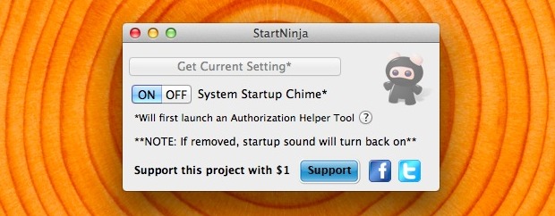 startninja StartNinja for OS X Lion mutes the boot chime on Macs