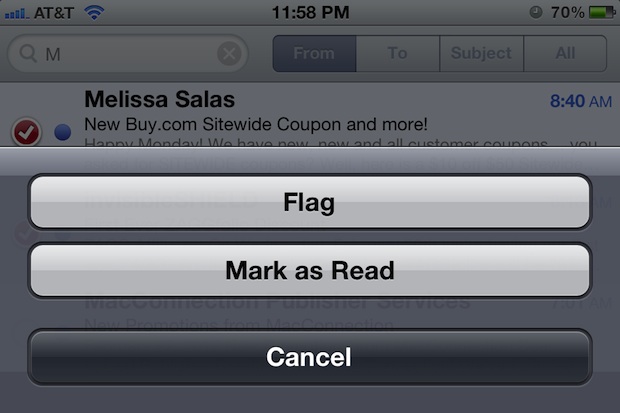 bulk mark email as read iPhone