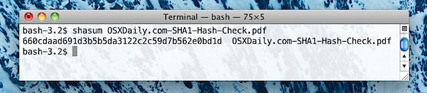check-sha1-hash Check SHA1 Hash Checksum in Mac OS X
