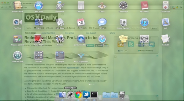Launchpad Transition in Mac OS X Lion