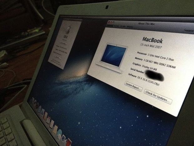 mid-2007 MacBook running OS X Mountain Lion
