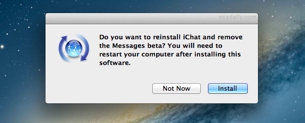 reinstall-ichat-remove-messages-beta Reinstall iChat and remove Messages beta