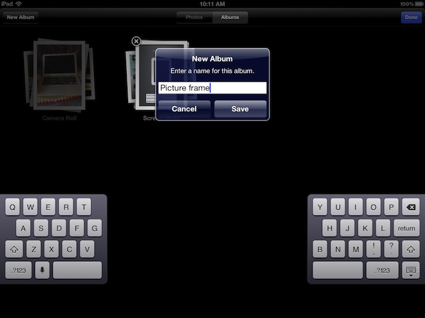 Create album for iPad Picture Frame