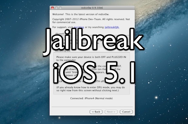 Jailbreak iOS 5.1 with Redsn0w