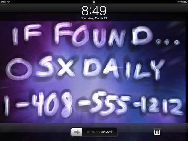 Set a Lock Screen Message for Returning a Lost iPad