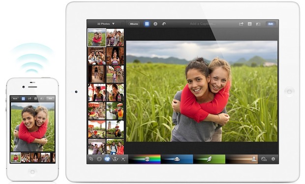 Beam photos from iPhoto for iOS between iPad and iPhone