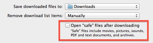 Disable Open Safe Files after downloading