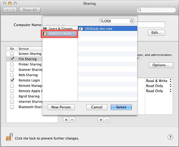 share-files-from-address-book Share Files on a Mac without creating a new user account with Apple ID