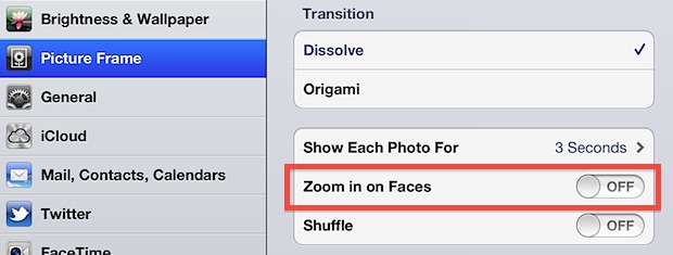 Stop iPad from Zooming in on Faces in Picture Frame