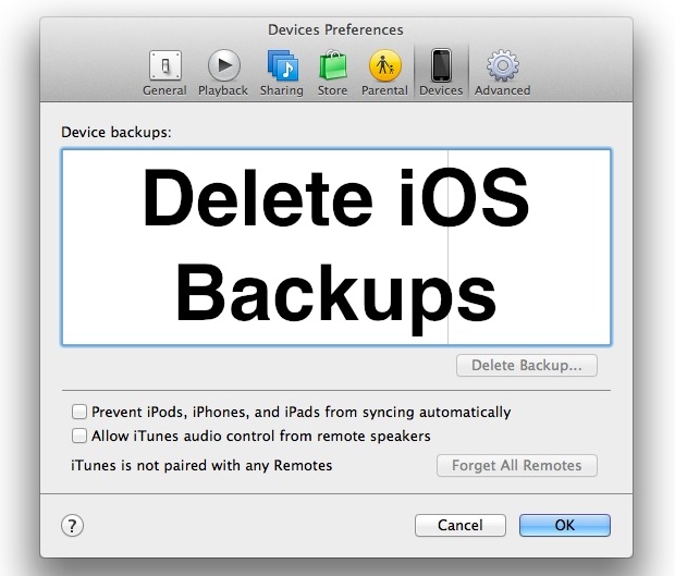 delete-ios-backups Delete iPhone, iPad, and iPod backups with iTunes