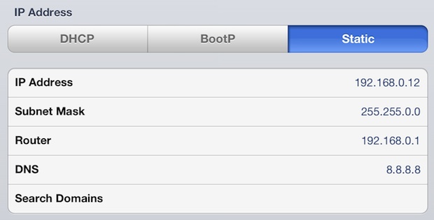 manual-dhcp-static-ip-ios Setting manual DHCP information and static IP address in iOS