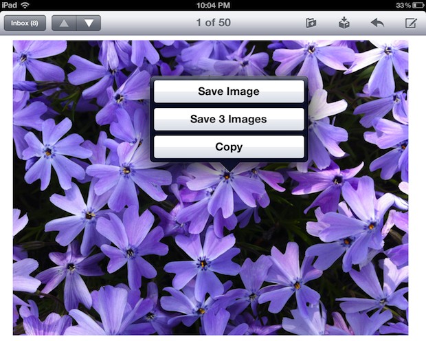 save-image-mail-ipad Save an image or images from Mail app in Safari on iPad