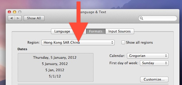 Change Regional Settings in Mac OS X