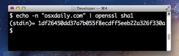 Check SHA1 Hash of a String