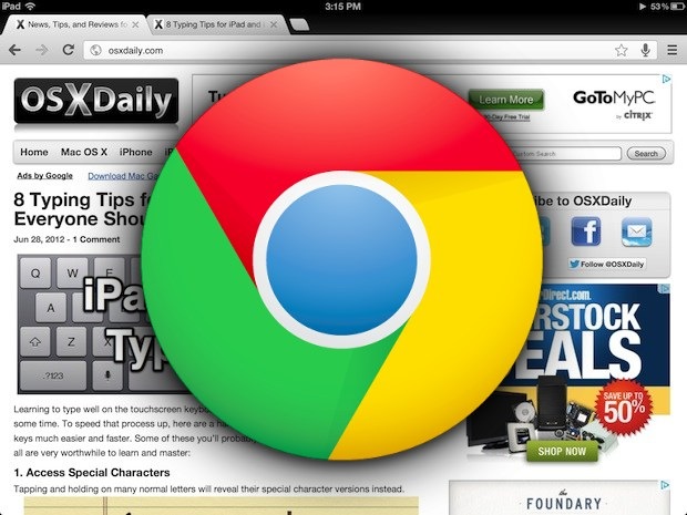chrome-for-ipad Chrome for iOS shown on iPad