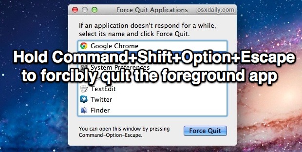 force-quit-application-quickly Force Quit an Application quickly, without having to use Activity Monitor or Force Quit menu