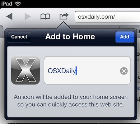 add-website-bookmark-to-homescreen Add a website bookmark to the homescreen of iPad or iPhone