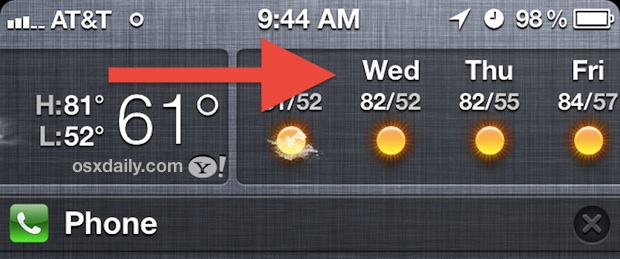 weather-forecast-iphone See the 6 day weather forecast on iPhone in Notification Center