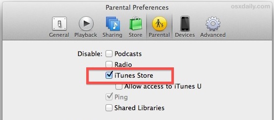 Disable iTunes Store access and prevent purchases of apps and content