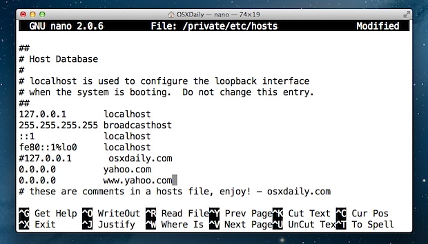 Modifying Host File Osx