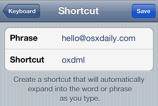 email-keyboard-shortcut-ios Create a shortcut for typing email address quickly in iOS