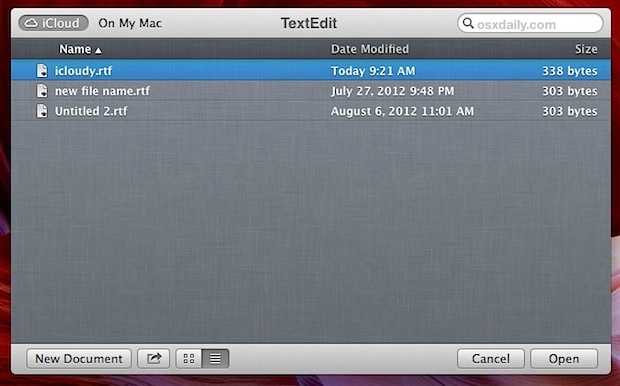 icloud-document-list iCloud document list