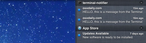 Send Alert to Notification Center in OS X 