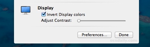 Invert the display in Mac OS X