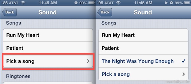 Song as alarm sound on iPhone