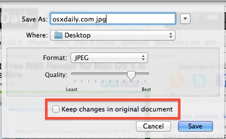 Stop Save As changing original file in OS X 