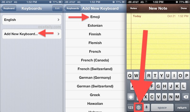 add-emoji-keyboard-ios Adding the Emoji keyboard and accessing the characters