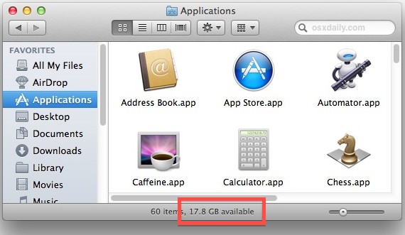 Check available disk space on a Mac